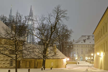 Street to Prague Castle in winter, Czech Republicのeditorial素材