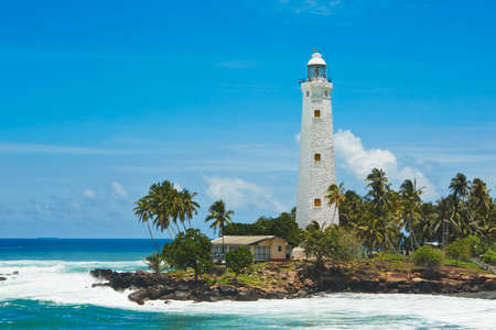 Beautiful white lighthouse in Dondra in south Sri Lanka.の写真素材