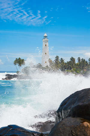 Beautiful white lighthouse in Dondra in south Sri Lanka.の写真素材