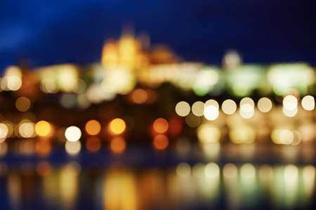 Night lights in the city - Skyline of Prague, Czech Republicの写真素材