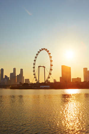 Skyline of the Singapore at the sunset.のeditorial素材