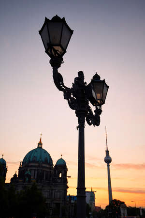 Street at the sunrise - Berlin, Germanyの写真素材