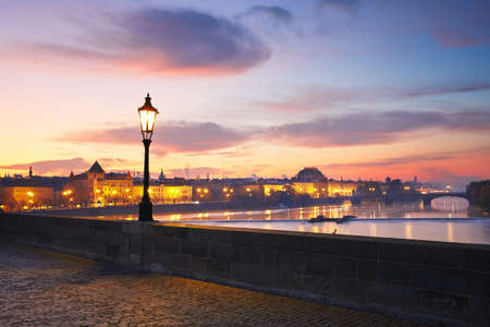 View from Charles Bridge in Prague - selective focusの写真素材
