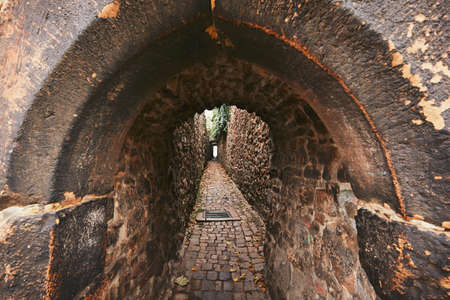 Narrowest lane in the Czech Republic. "Katova ulicka" is narrow street in Kadan with only 66 cm wide.の写真素材