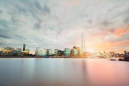 London skyline with City Hall and Shard at the sunset - The United Kingdom of Great Britain and Northern Irelandのeditorial素材