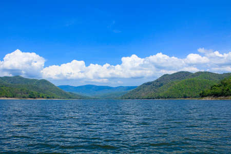 Blue sky and lake in Thailandの写真素材
