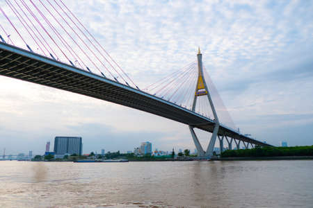 View of Bhumibol and Chao Phraya River, Bangkokのeditorial素材