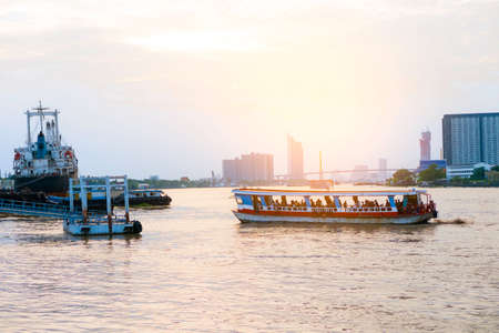 Ferry to Chao Phraya River, Bangkokの写真素材