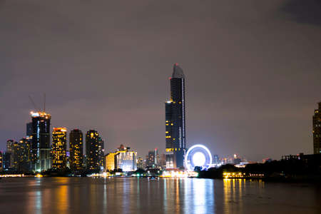Chao Phraya River View and Night Lights in Bangkok