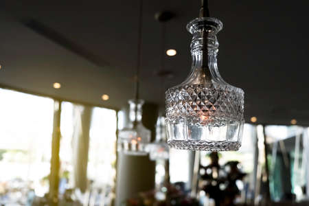 Hanging lamps are used to decorate the room for a relaxing atmosphere.