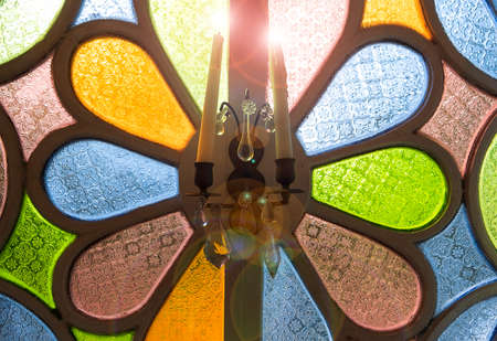 The church glass is bright colors.