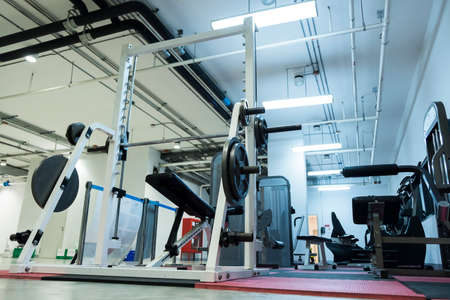 Outdoor fitness center with a wide selection of exercise machines.
