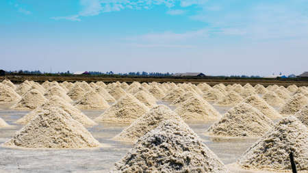 The salt stack in the original salt farm is produced from natural seawater for the final process before being shipped to the consumer.の写真素材