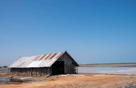 Old Salt Storage and Blue Sky Background in Thailandの写真素材