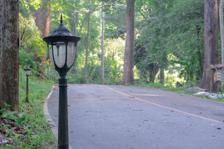 Lights in the park The condition is broken and damaged.の写真素材