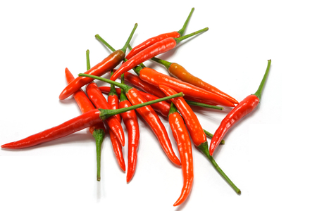 Red chili pepper isolated on a white backgroundの写真素材