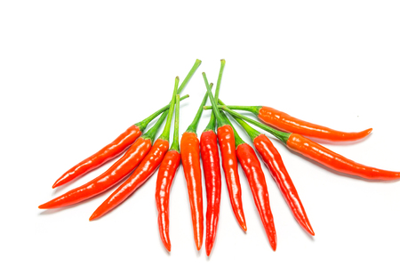 Red chili pepper isolated on a white backgroundの写真素材