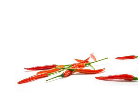 Red chili pepper isolated on a white backgroundの写真素材
