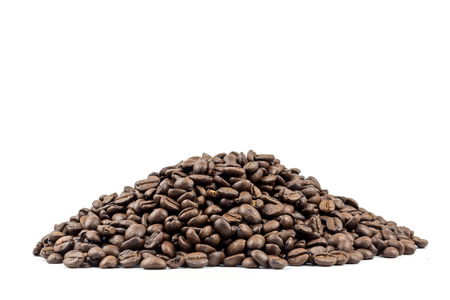 Coffee beans isolated on white backgroundの写真素材