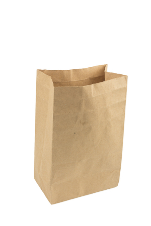 Brown Paper Bag isolated on a white background.の写真素材
