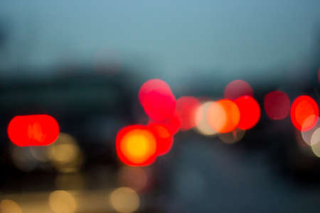 Bokeh lights from traffic jam in the morning for backgroundの写真素材