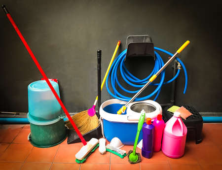 bucket with mop,Cleaning Equipment,Office cleaning serviceの写真素材