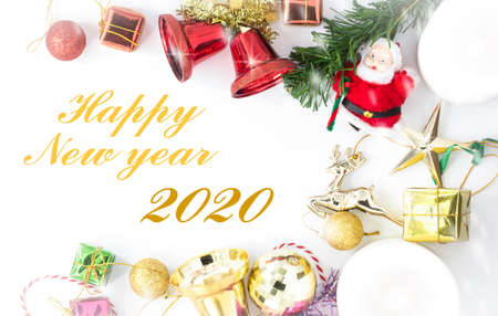 Merry Christmas and Happy New year with festive decoration and text - Happy New year ,Copy space,top...