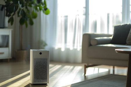Air purifier in the living room during the day illustration by Generative AIの素材