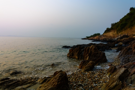 sunset and beach and Ocean twilight at Koh Samet, Thailandの写真素材