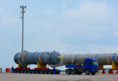 Transporting mega installation to refineryのeditorial素材