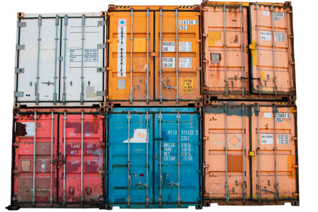 Colorful containers : Containers are loaded with imported and exported goods all over the world. : Efficient logistics and storage : Cipping Pathの素材 [FY310172009063]