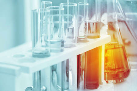 Test tube : Research in Liquid Chemical Storage in Laboratoryの写真素材