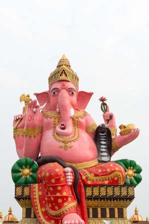 Pink elephant head god on white sky backgroundの写真素材