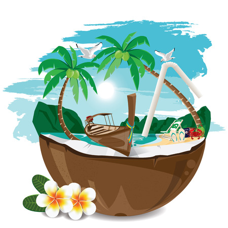 illustration. travel summer on the beachのイラスト素材