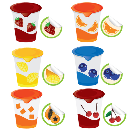 illustration. fruit yogurt on white background.のイラスト素材