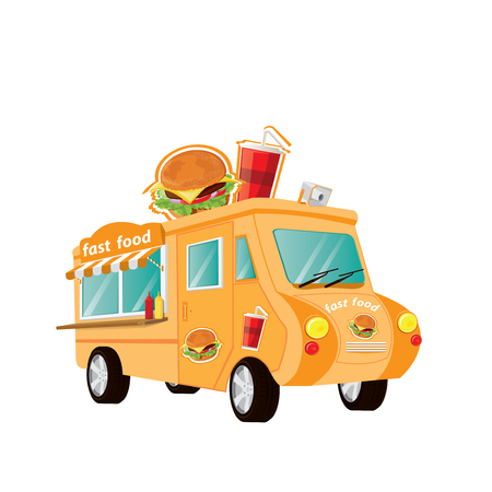 food car with awning on white backgroundのイラスト素材