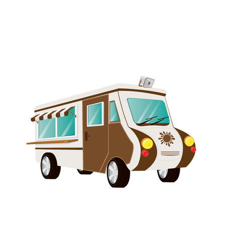 food car with awning on white backgroundのイラスト素材
