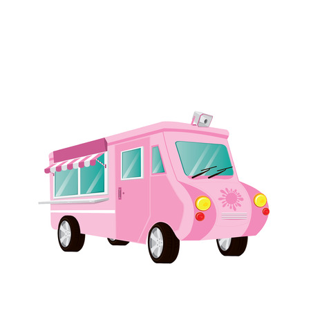 food car with awning on white backgroundのイラスト素材