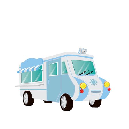 food car with awning on white backgroundのイラスト素材