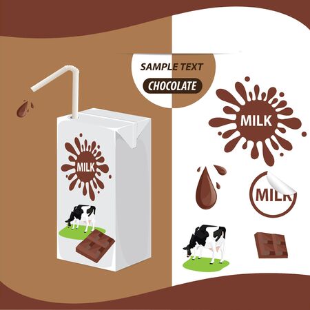 illustration. Milk carton,package, vectorのイラスト素材