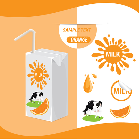 illustration. Milk carton,package, vectorのイラスト素材