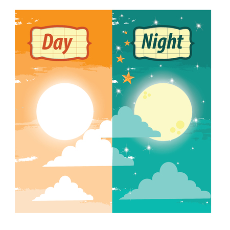 illustration. day and nightのイラスト素材