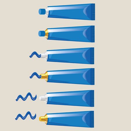 Set of tubes color blue isolated on white background.のイラスト素材