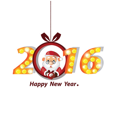 Funny santa happy new year 2016. Christmas Vector illustration.のイラスト素材