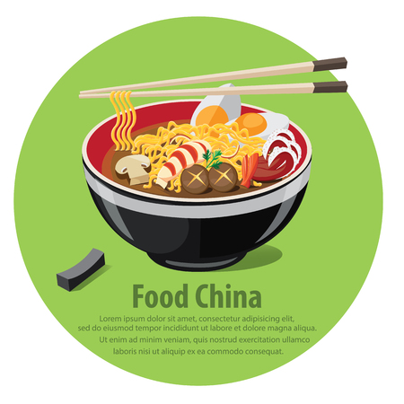 Chinese Noodles and Chopsticks.のイラスト素材