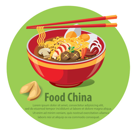 Chinese Noodles and Chopsticks.のイラスト素材