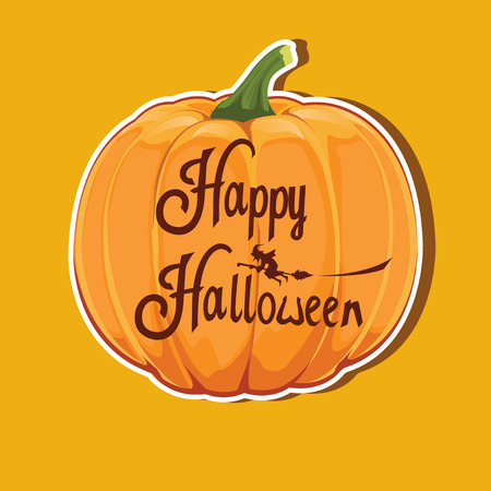 Happy Halloween on pumpkin message design , illustrationのイラスト素材
