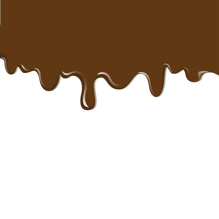 Hot chocolate drips. chocolate milk product flowing - white background. cafe. Tasty chocolate. chocolate cream. vector illustrationのイラスト素材