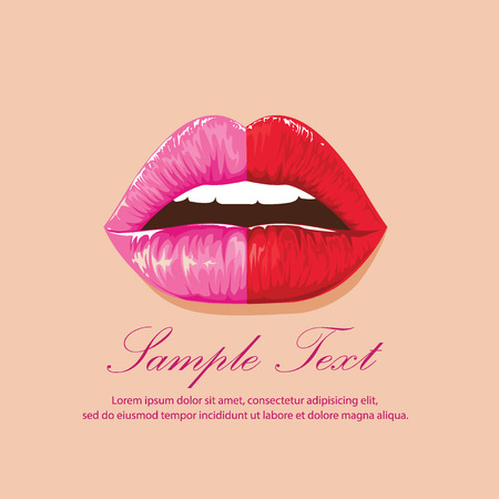 illustration. red lips and pink lipsのイラスト素材