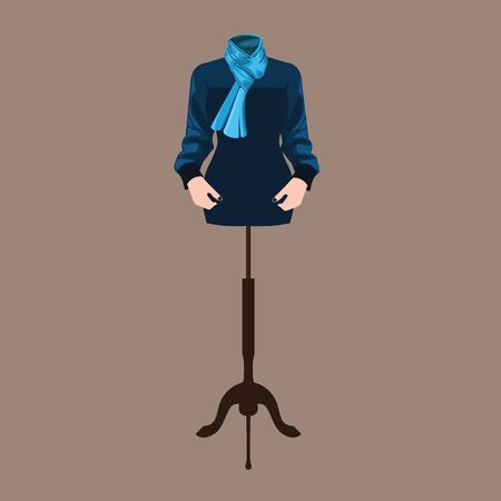 Sell woman wardrobe accessories set and scarf color blue.のイラスト素材